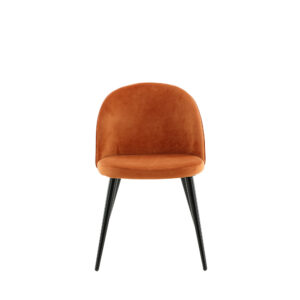 Velvet – Chaise de salle à manger – Noir, Orange rouille – 55 x 77 x 50 cm