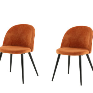 Velvet – Chaise de salle à manger – Noir, Orange rouille – 55 x 77 x 50 cm
