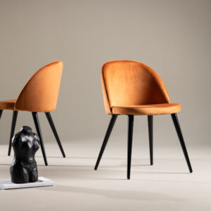 Velvet – Chaise de salle à manger – Noir, Orange rouille – 55 x 77 x 50 cm