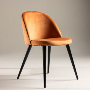 Velvet – Chaise de salle à manger – Noir, Orange rouille – 55 x 77 x 50 cm