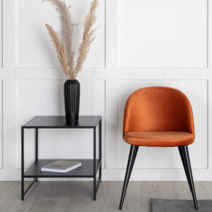 Velvet – Chaise de salle à manger – Noir, Orange rouille – 55 x 77 x 50 cm