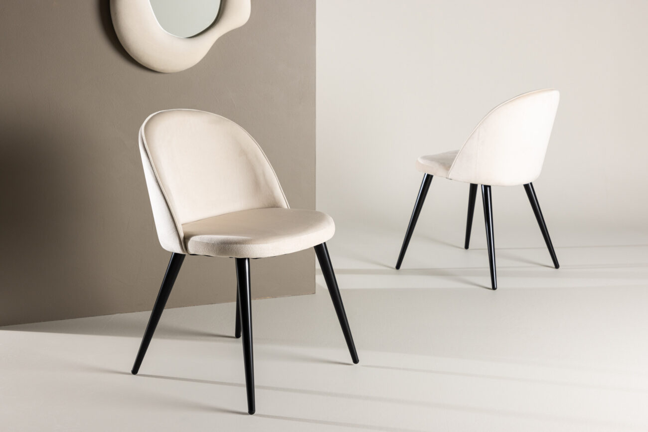 Velvet – Chaise de salle à manger – Beige, Noir – 55 x 77 x 50 cm