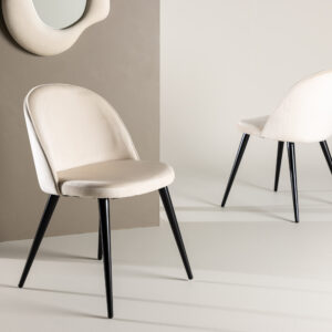 Velvet – Chaise de salle à manger – Beige, Noir – 55 x 77 x 50 cm