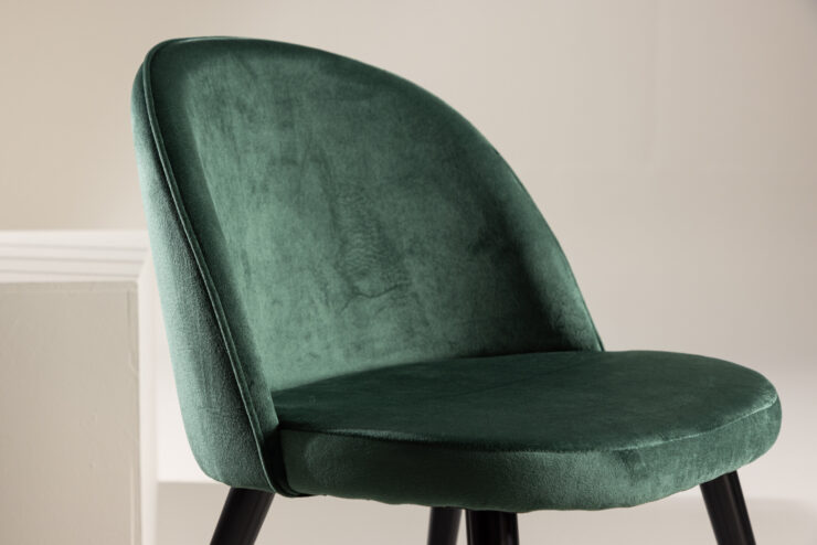 Velvet – Chaise de salle à manger – Noir, Vert – 55 x 76 x 49 cm