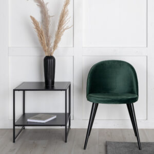 Velvet – Chaise de salle à manger – Noir, Vert – 55 x 76 x 49 cm