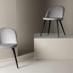 Velvet – Chaise de salle à manger – Noir, Gris – 55 x 76 x 49 cm
