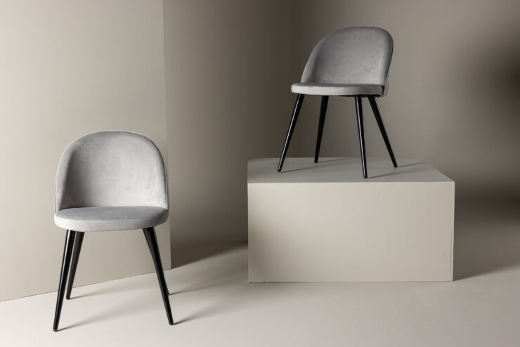 Velvet – Chaise de salle à manger – Noir, Gris – 55 x 76 x 49 cm