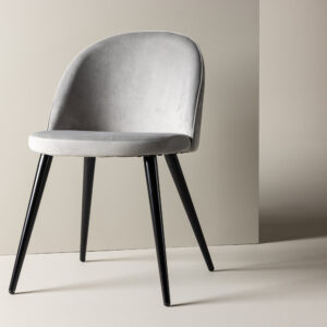 Velvet – Chaise de salle à manger – Noir, Gris – 55 x 76 x 49 cm
