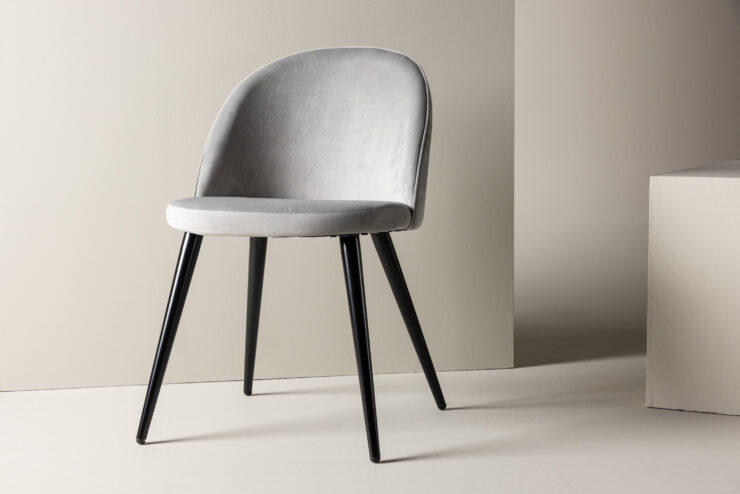 Velvet – Chaise de salle à manger – Noir, Gris – 55 x 76 x 49 cm