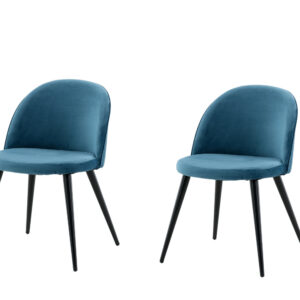Velvet – Chaise de salle à manger – Noir, Bleu – 55 x 77 x 50 cm