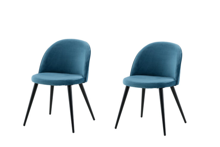 Velvet – Chaise de salle à manger – Noir, Bleu – 55 x 77 x 50 cm