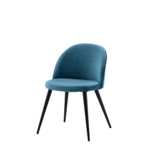 Velvet – Chaise de salle à manger – Noir, Bleu – 55 x 77 x 50 cm