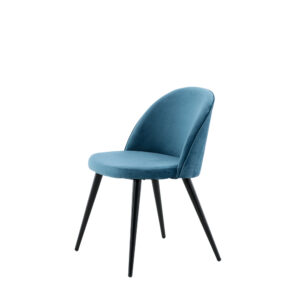 Velvet – Chaise de salle à manger – Noir, Bleu – 55 x 77 x 50 cm