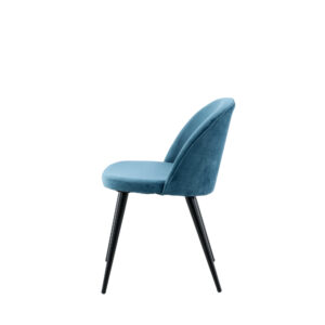 Velvet – Chaise de salle à manger – Noir, Bleu – 55 x 77 x 50 cm