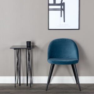 Velvet – Chaise de salle à manger – Noir, Bleu – 55 x 77 x 50 cm