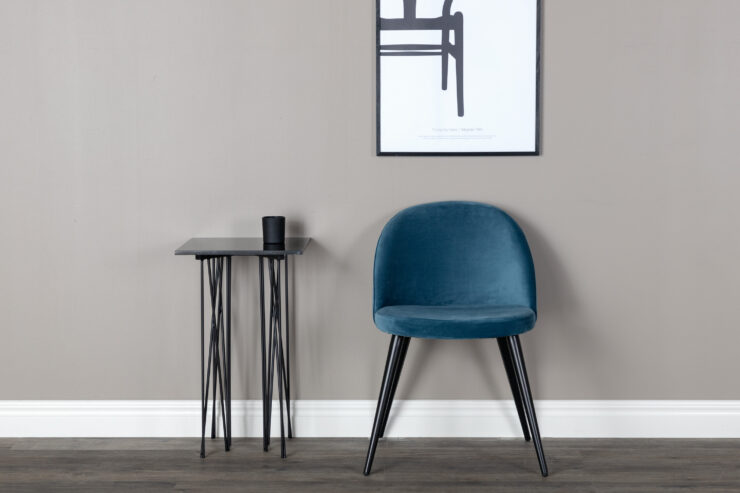 Velvet – Chaise de salle à manger – Noir, Bleu – 55 x 77 x 50 cm