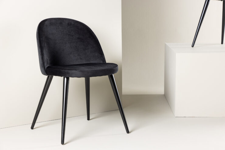 Velvet – Chaise de salle à manger – Noir – 56,5 x 76 x 49 cm