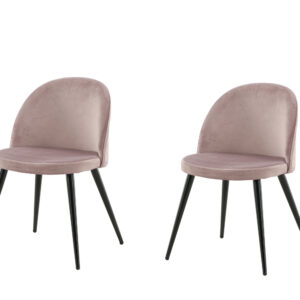 Velvet – Chaise de salle à manger – Noir, Rose poudré – 55 x 77 x 50 cm