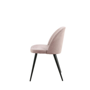 Velvet – Chaise de salle à manger – Noir, Rose poudré – 55 x 77 x 50 cm