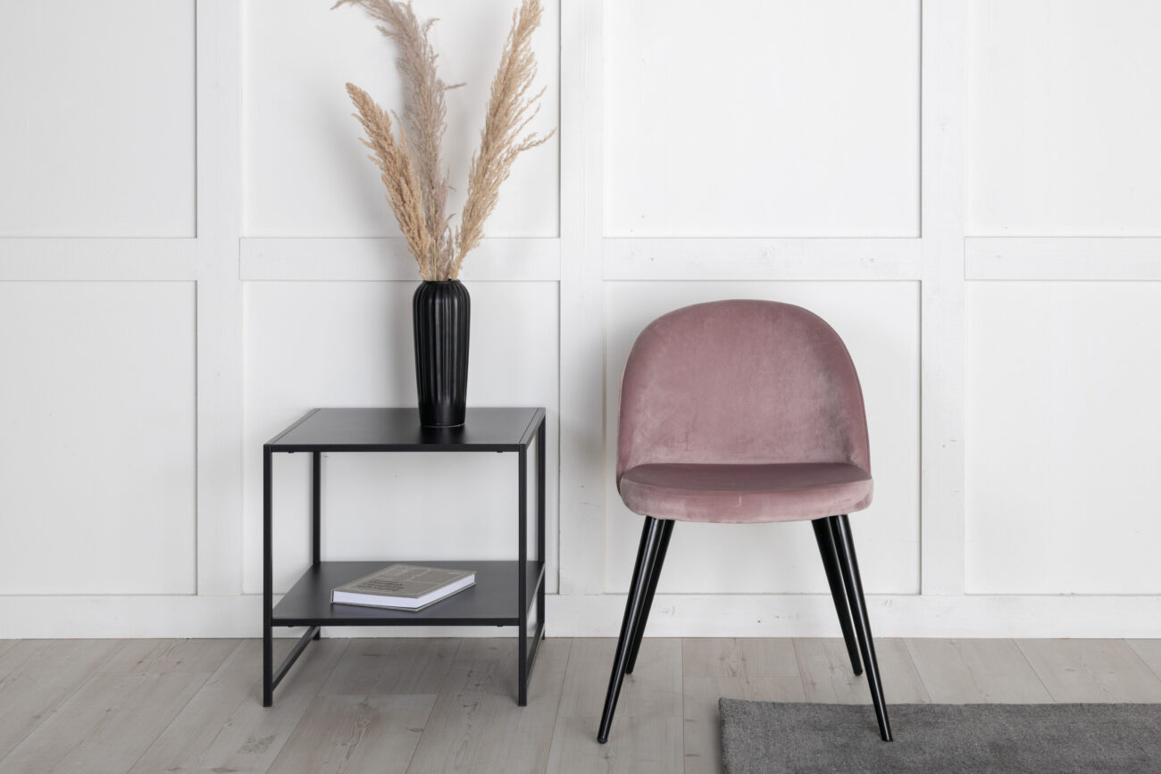 Velvet – Chaise de salle à manger – Noir, Rose poudré – 55 x 77 x 50 cm