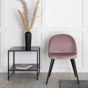 Velvet – Chaise de salle à manger – Noir, Rose poudré – 55 x 77 x 50 cm