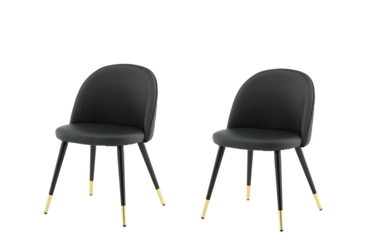 Velvet – Chaise de salle à manger – Noir, Doré – 57 x 77 x 50 cm