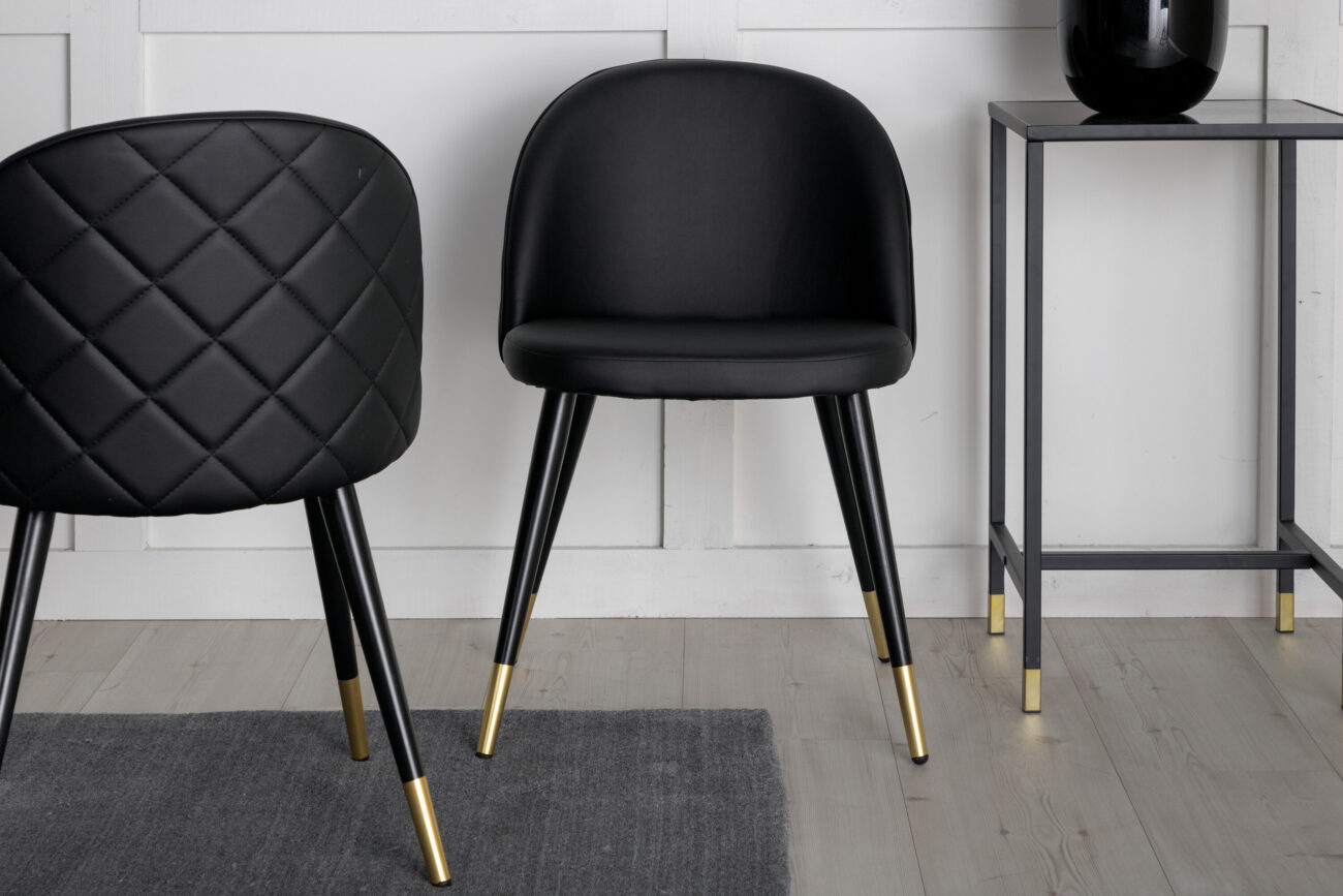 Velvet – Chaise de salle à manger – Noir, Doré – 57 x 77 x 50 cm