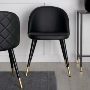 Velvet – Chaise de salle à manger – Noir, Doré – 57 x 77 x 50 cm