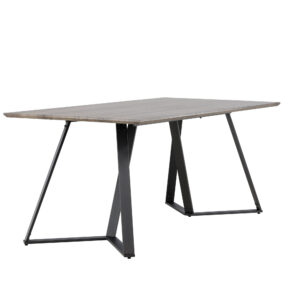 Marina – Table à manger rectangulaire – Noir, Gris, Naturel – 180 x 90 cm