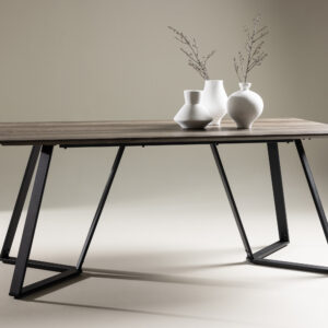Marina – Table à manger rectangulaire – Noir, Gris, Naturel – 180 x 90 cm