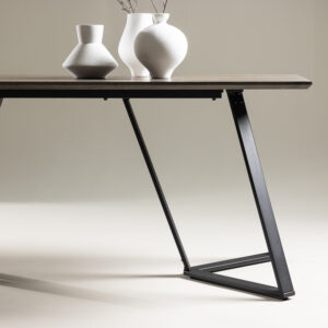 Marina – Table à manger rectangulaire – Noir, Gris, Naturel – 180 x 90 cm