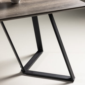 Marina – Table à manger rectangulaire – Noir, Gris, Naturel – 180 x 90 cm