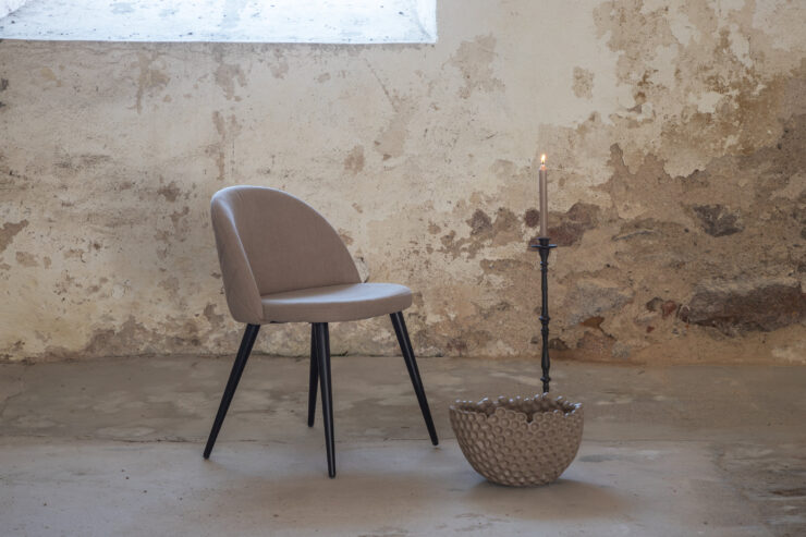 Velvet – Chaise de salle à manger – Beige, Noir – 57 x 77 x 50 cm