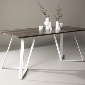 Marina – Table à manger rectangulaire – Gris, Blanc – 180 x 90 cm