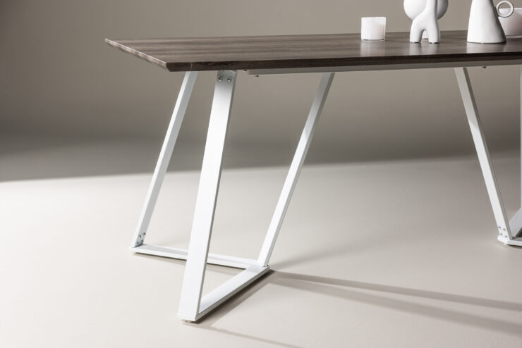 Marina – Table à manger rectangulaire – Gris, Blanc – 180 x 90 cm