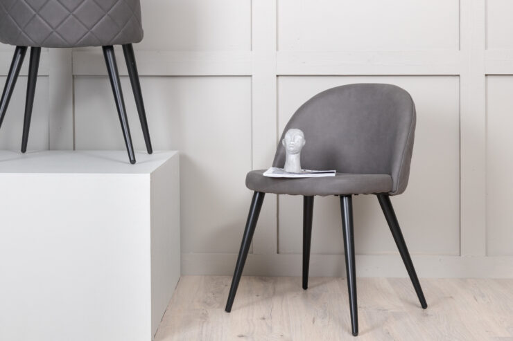Velvet – Chaise de salle à manger – Noir, Gris – 55 x 76 x 50 cm