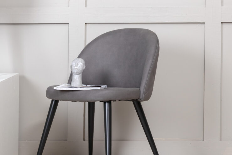 Velvet – Chaise de salle à manger – Noir, Gris – 55 x 76 x 50 cm