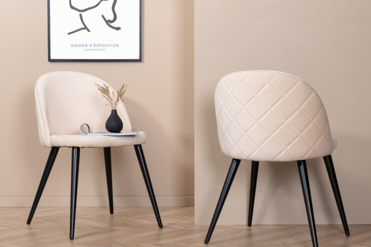 Velvet – Chaise de salle à manger – Beige, Noir – 57 x 77 x 50 cm