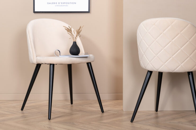 Velvet – Chaise de salle à manger – Beige, Noir – 57 x 77 x 50 cm