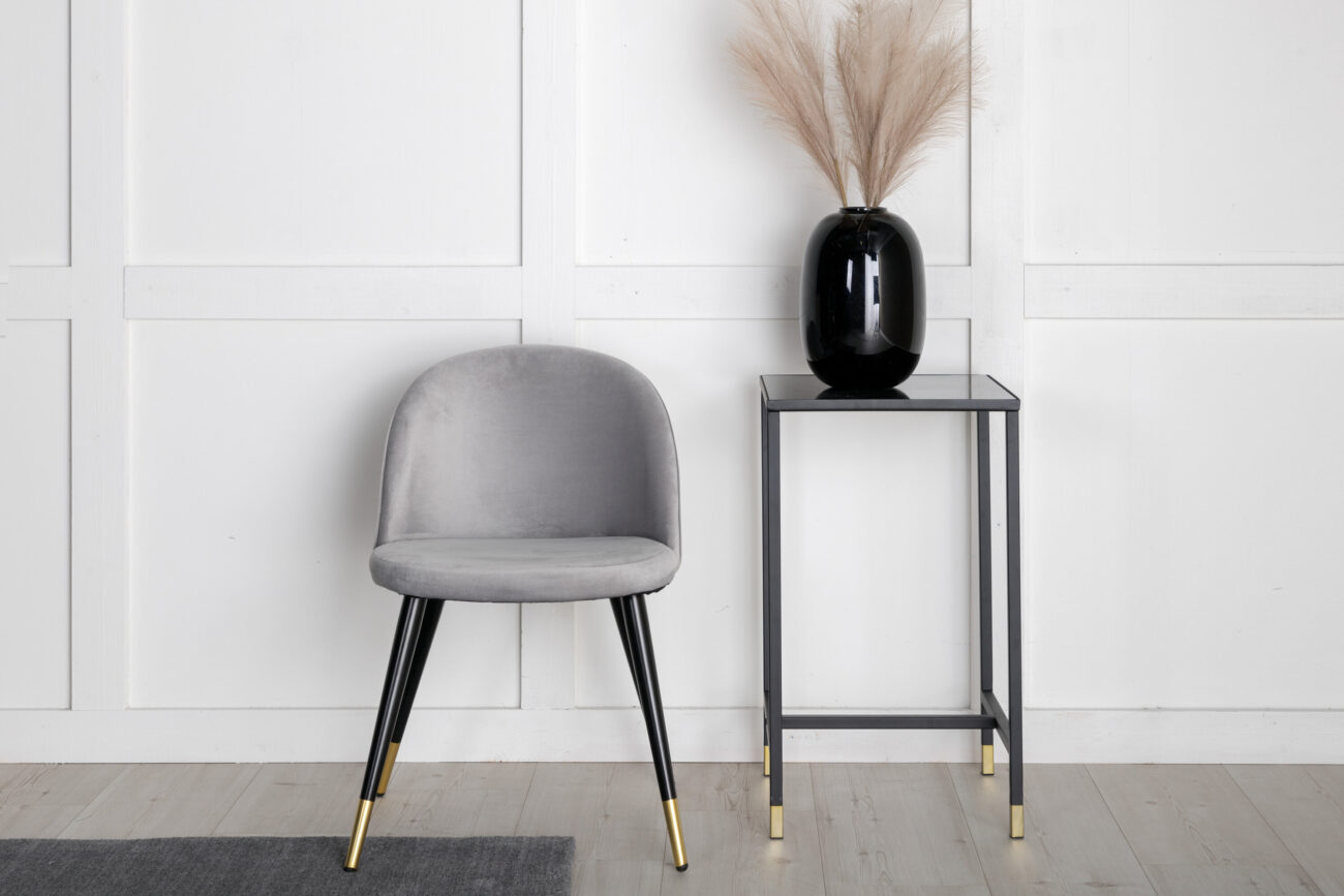 Velvet – Chaise de salle à manger – Noir, Doré, Gris – 55 x 77 x 50 cm