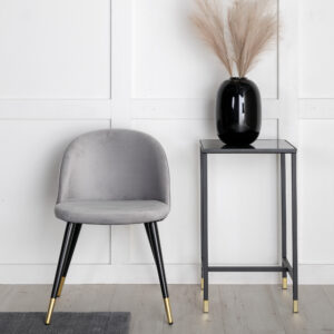 Velvet – Chaise de salle à manger – Noir, Doré, Gris – 55 x 77 x 50 cm