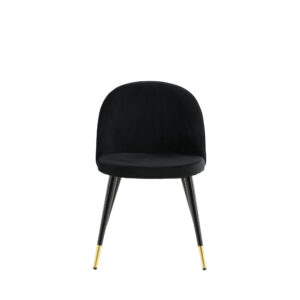 Velvet – Chaise de salle à manger – Noir, Doré – 57 x 77 x 50 cm