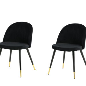 Velvet – Chaise de salle à manger – Noir, Doré – 57 x 77 x 50 cm
