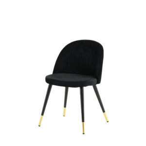 Velvet – Chaise de salle à manger – Noir, Doré – 57 x 77 x 50 cm