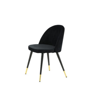 Velvet – Chaise de salle à manger – Noir, Doré – 57 x 77 x 50 cm