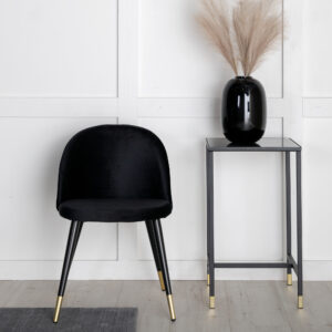 Velvet – Chaise de salle à manger – Noir, Doré – 57 x 77 x 50 cm