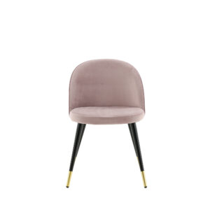 Velvet – Chaise de salle à manger – Noir, Rose poudré, Doré – 57 x 77 x 50 cm