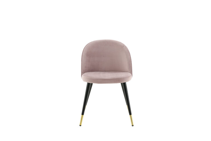 Velvet – Chaise de salle à manger – Noir, Rose poudré, Doré – 57 x 77 x 50 cm