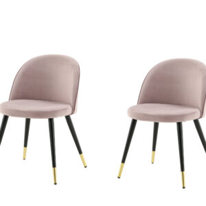 Velvet – Chaise de salle à manger – Noir, Rose poudré, Doré – 57 x 77 x 50 cm