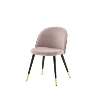 Velvet – Chaise de salle à manger – Noir, Rose poudré, Doré – 57 x 77 x 50 cm